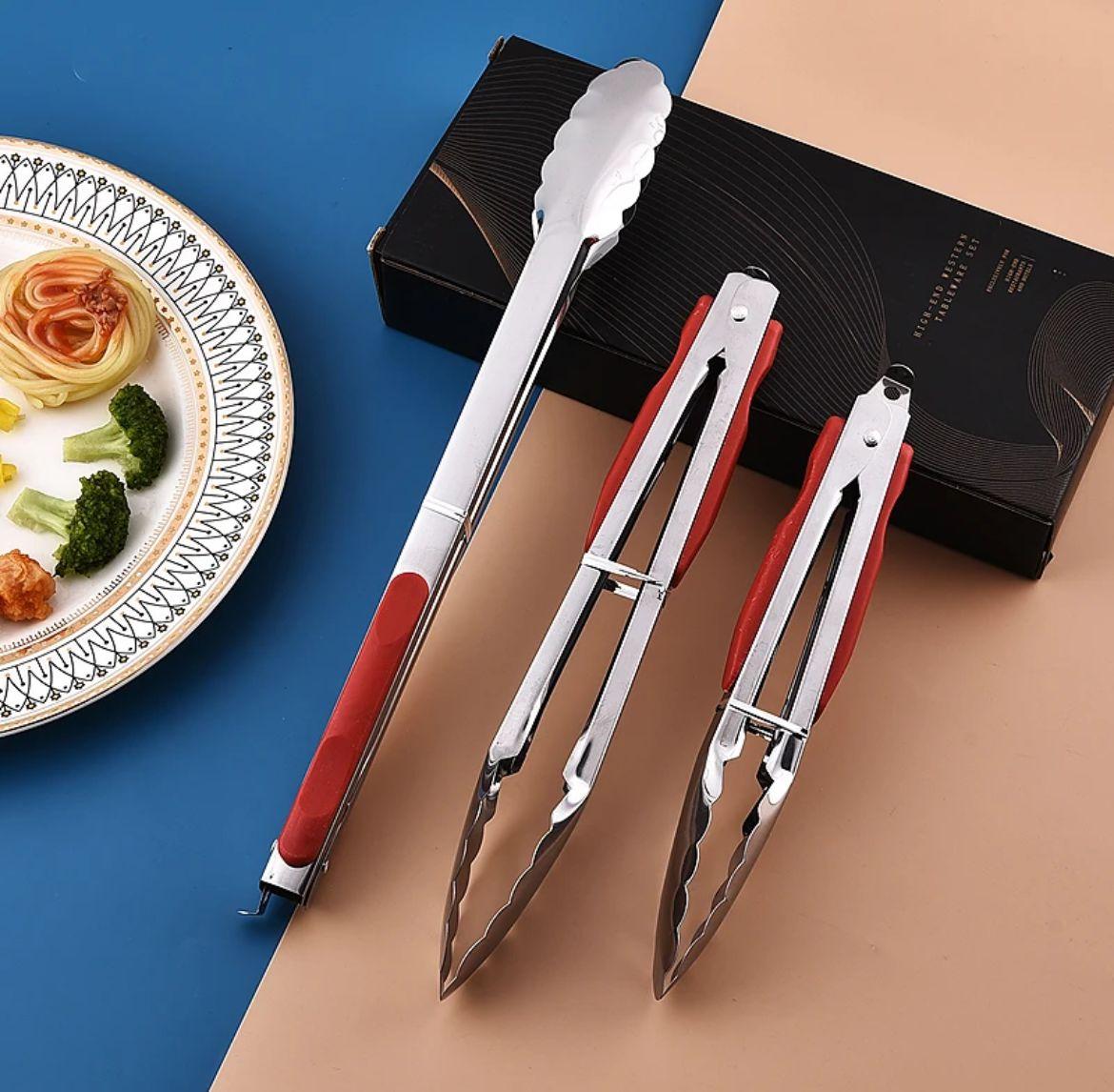 2 Li Set Metal Mangal Maşası Slikon Saplı