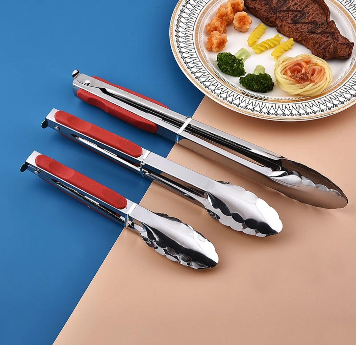 2 Li Set Metal Mangal Maşası Slikon Saplı