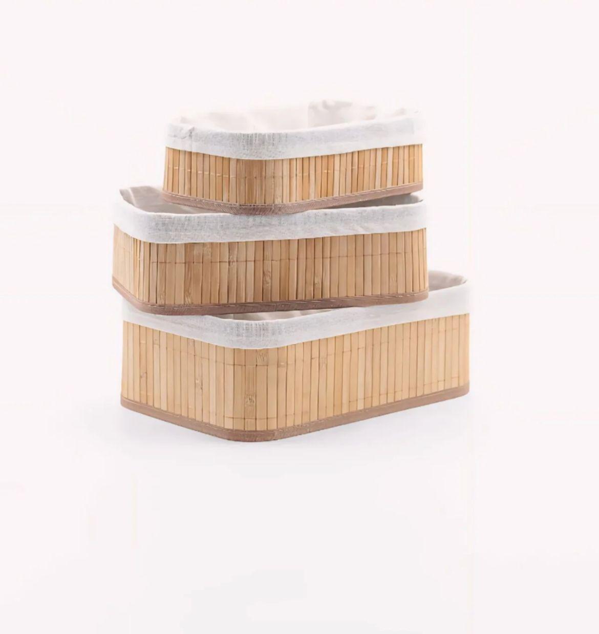 3 Lü  Bambu Çok Amaçlı Sepet