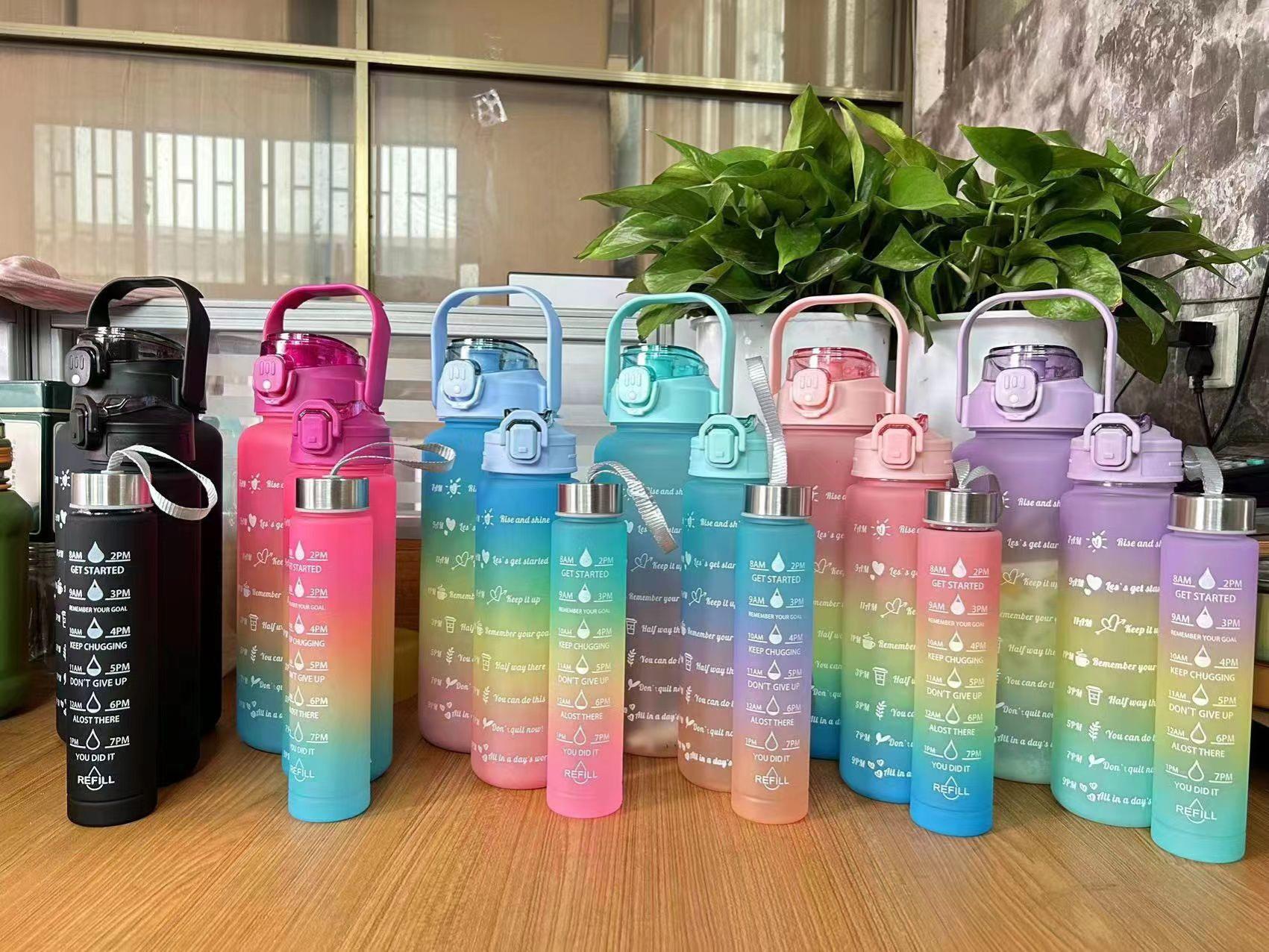 3 Lü Motivasyon Su Matarası (2 L 900 Ml 300 Ml)