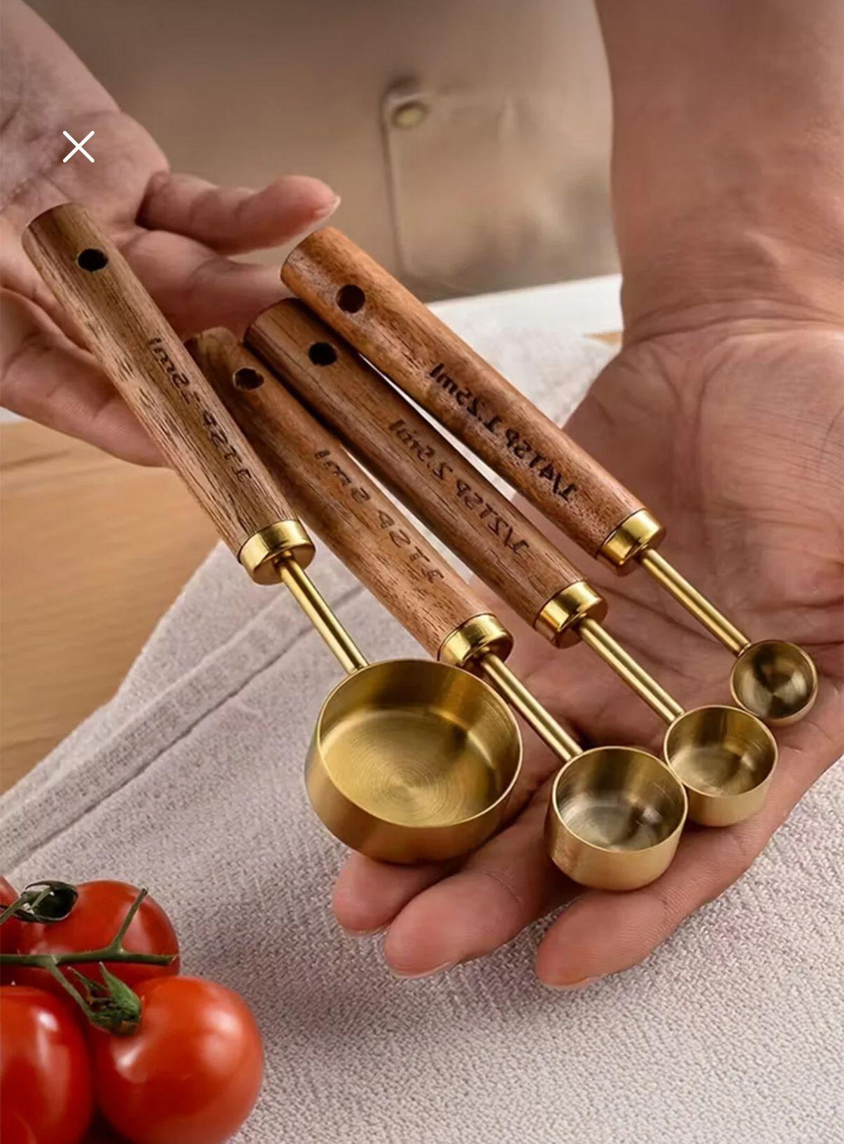 4 Lü Ölçü Kaşığı Bambu Saplı Küçük *48