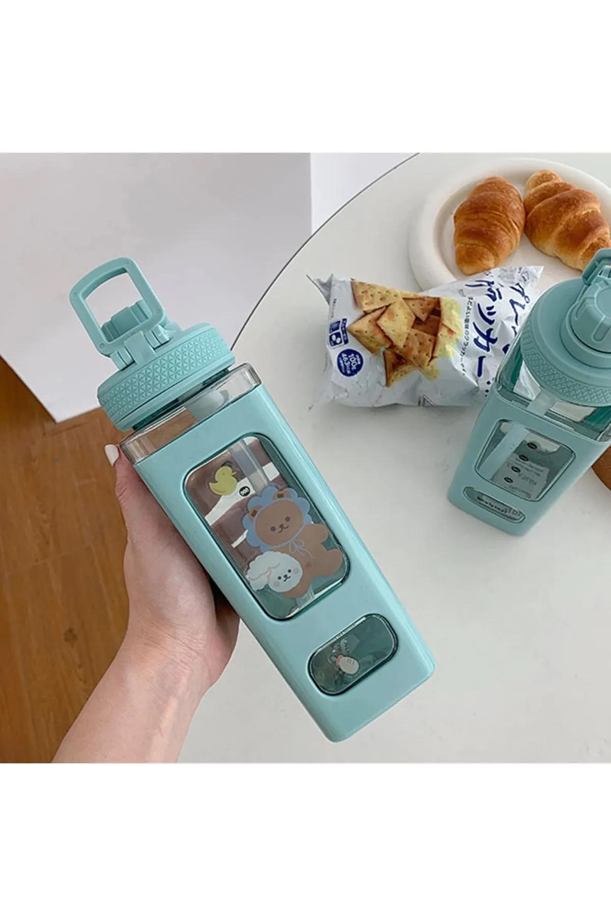 750 ML Renkli Kare Motivasyon Su Matarası