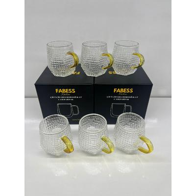 Altın Kulplu Kahve Yanı Bardağı 6 Lı Set 130 Ml