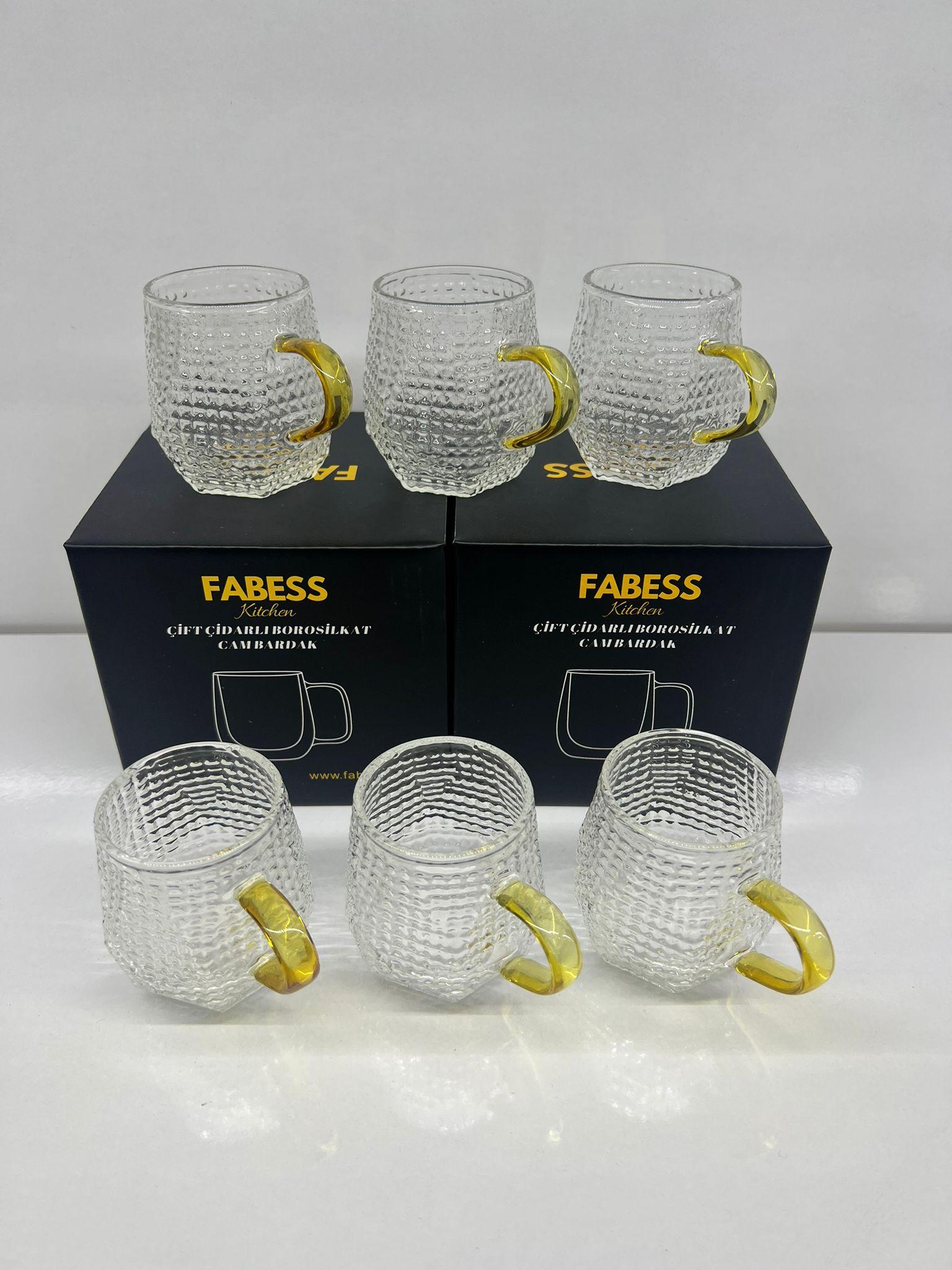 Altın Kulplu Kahve Yanı Bardağı 6 Lı Set 130 Ml