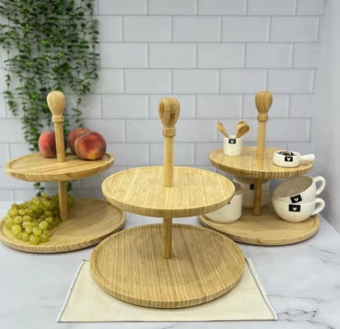 Bambu 2 Katlı Şekerlik Yuvarlak Demonte