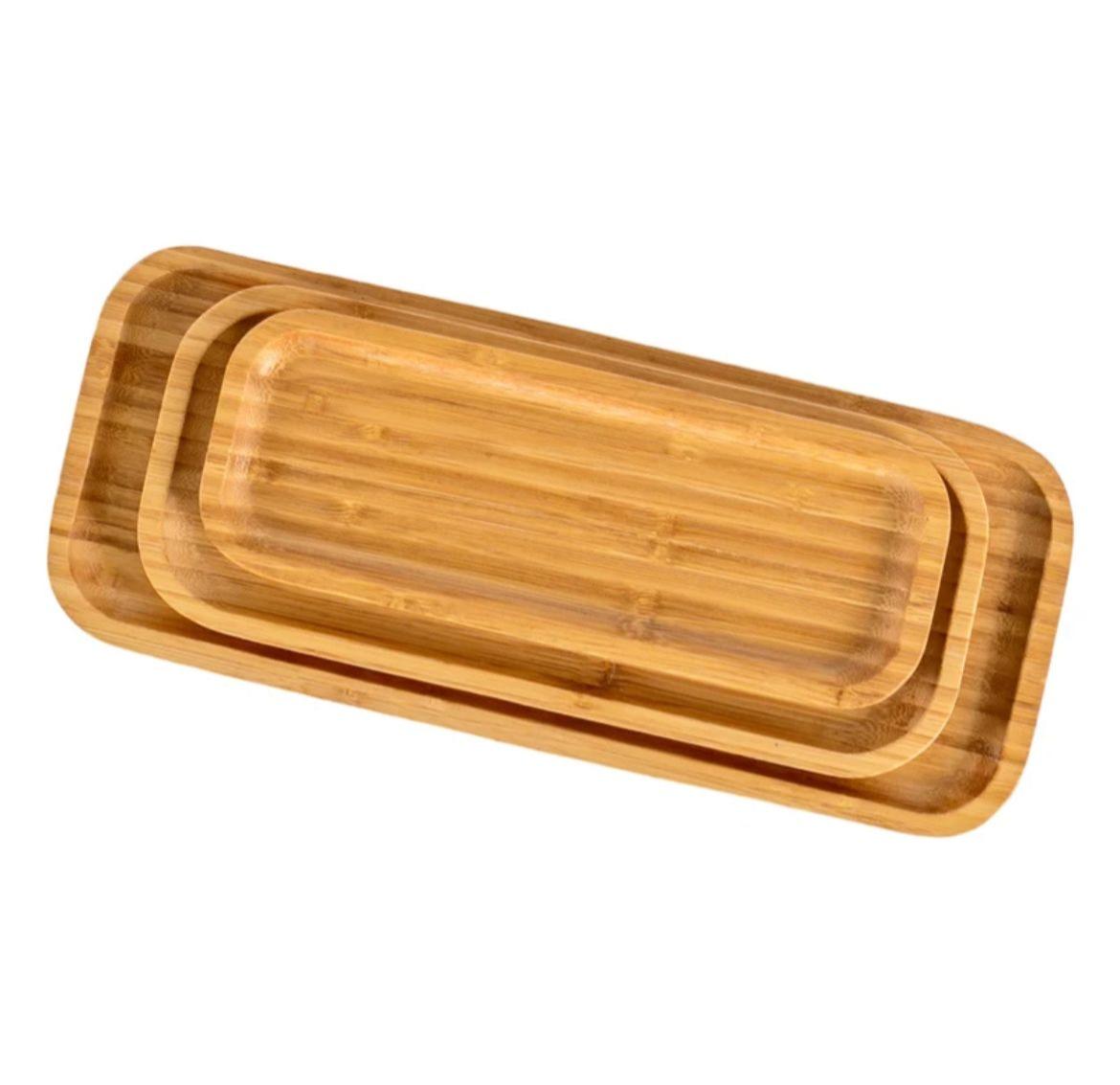 Bambu 3 Lü Dikdörtgen Tabak Set