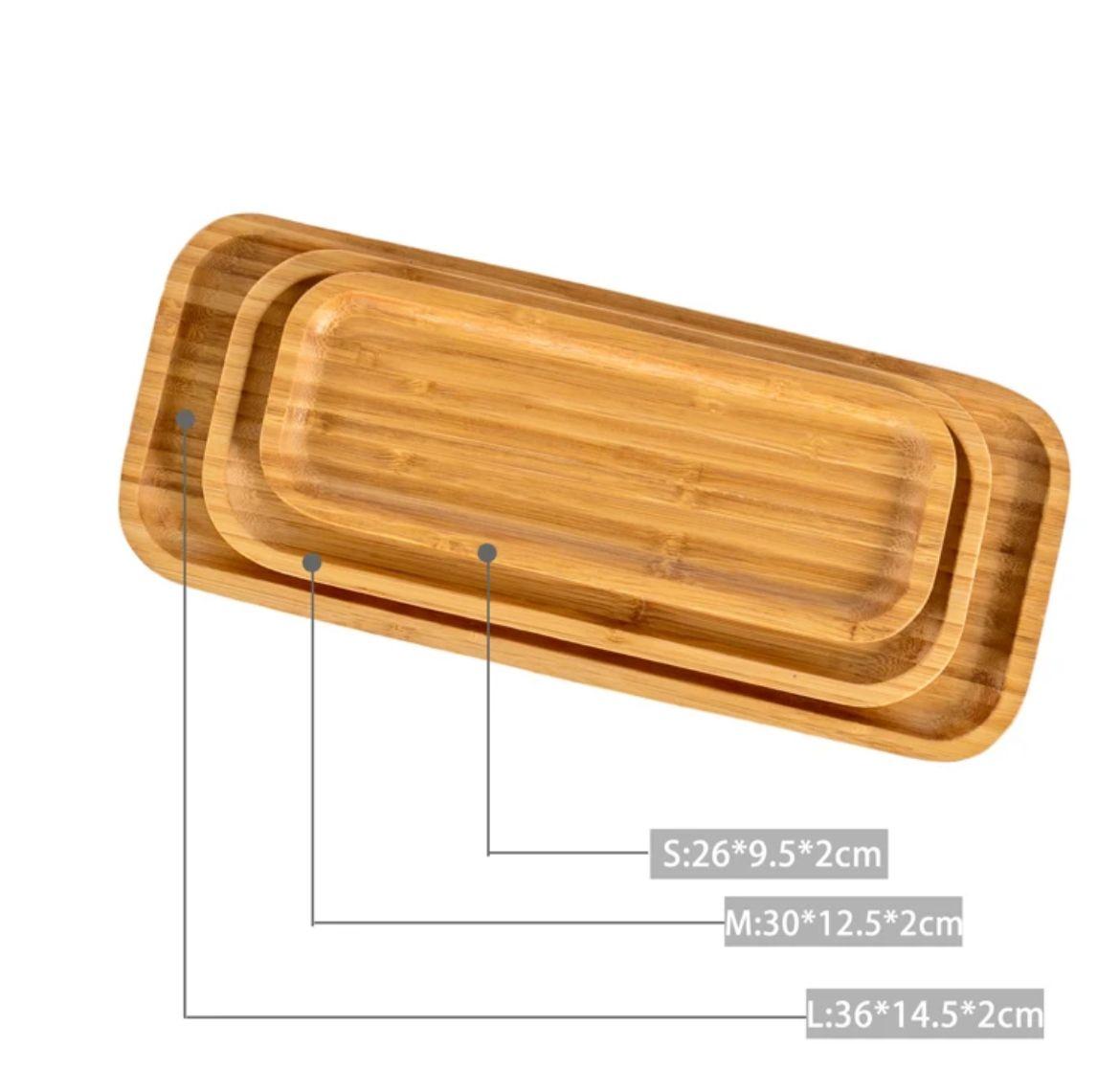 Bambu 3 Lü Dikdörtgen Tabak Set