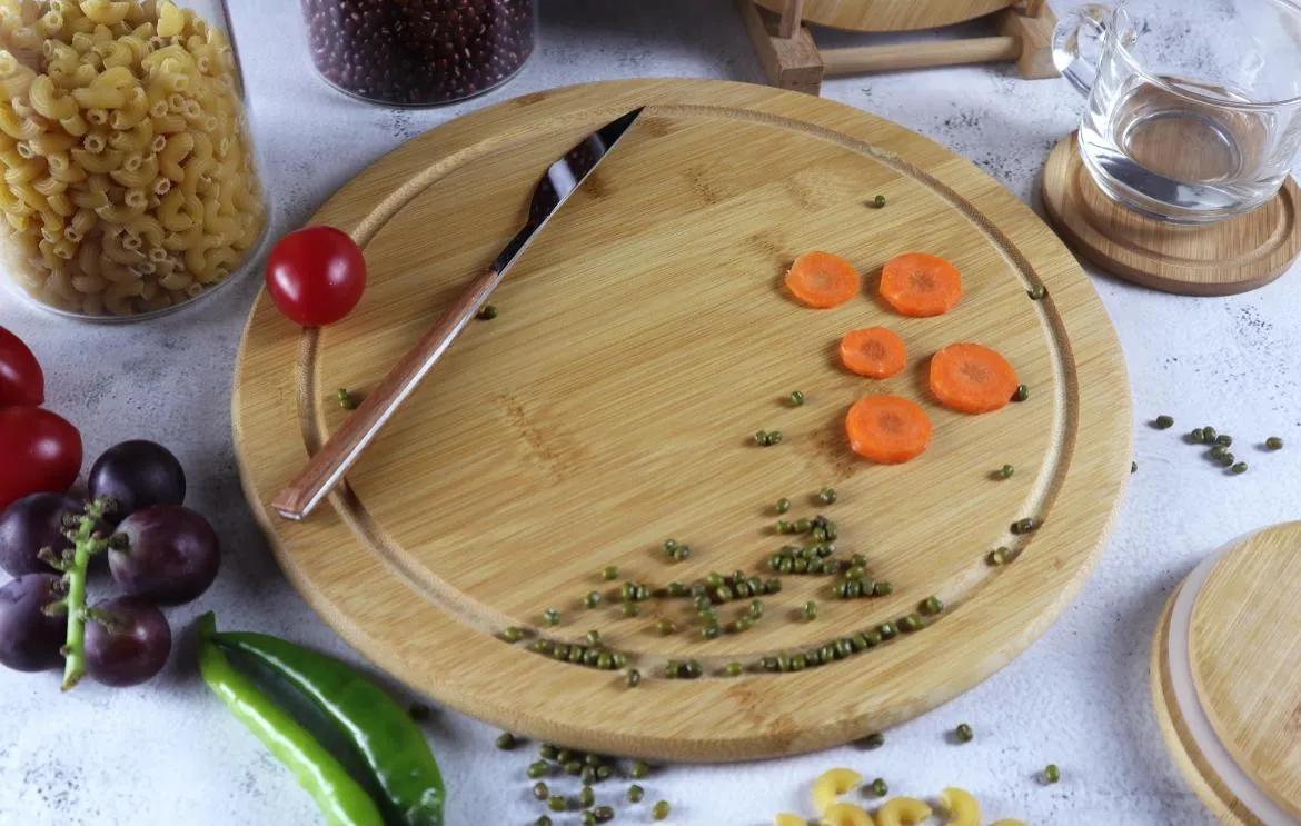 Bambu Altı Dönerli Pizza Sunumluk 30 Cm Küçük