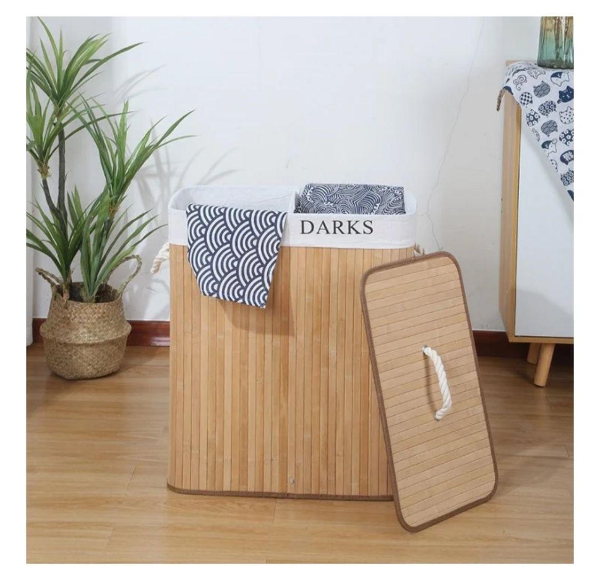 Bambu Kirli Temiz Bölmeli Çamaşır Sepeti 32x52x60 *12