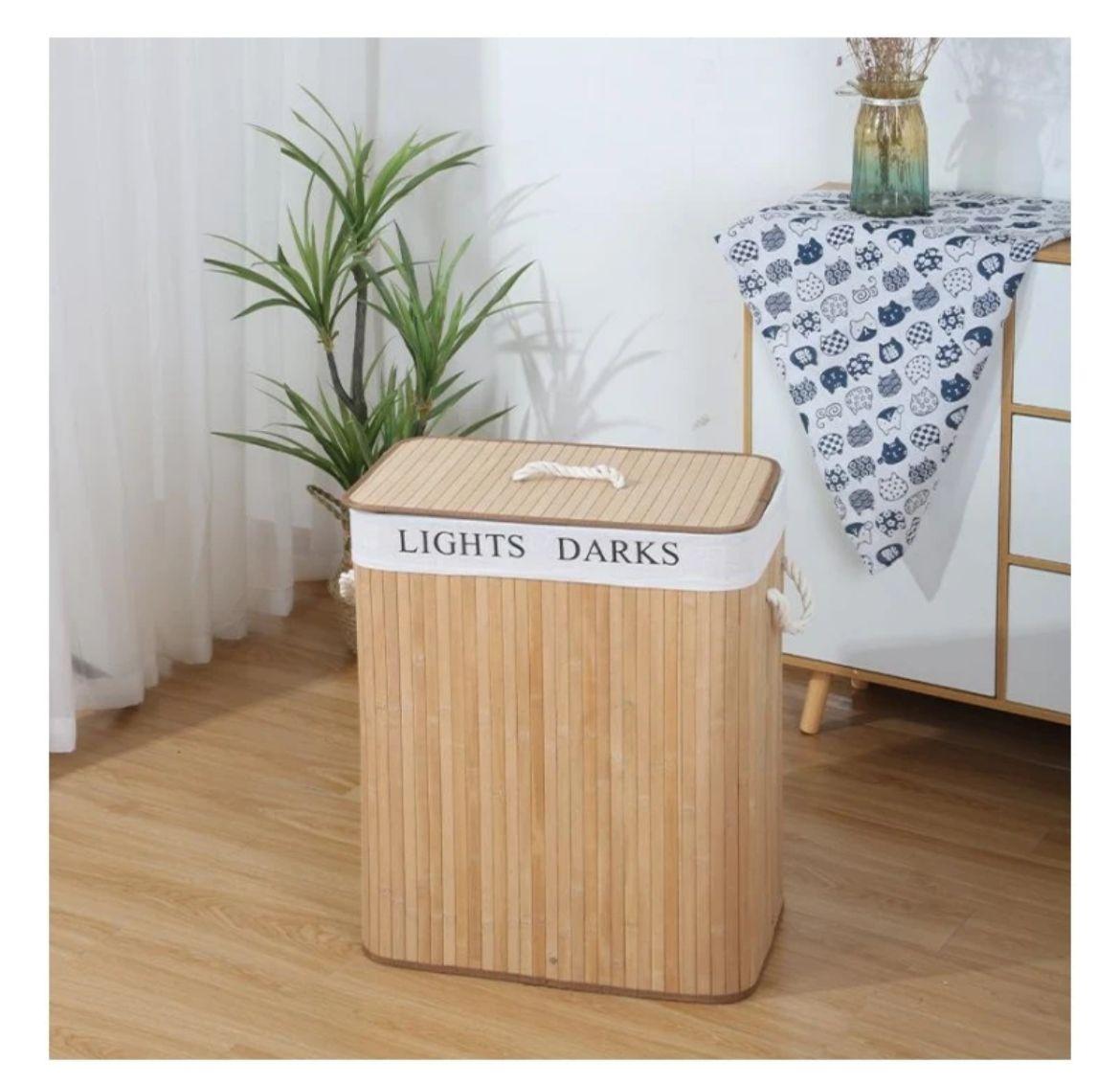 Bambu Kirli Temiz Bölmeli Çamaşır Sepeti 32x52x60 *12