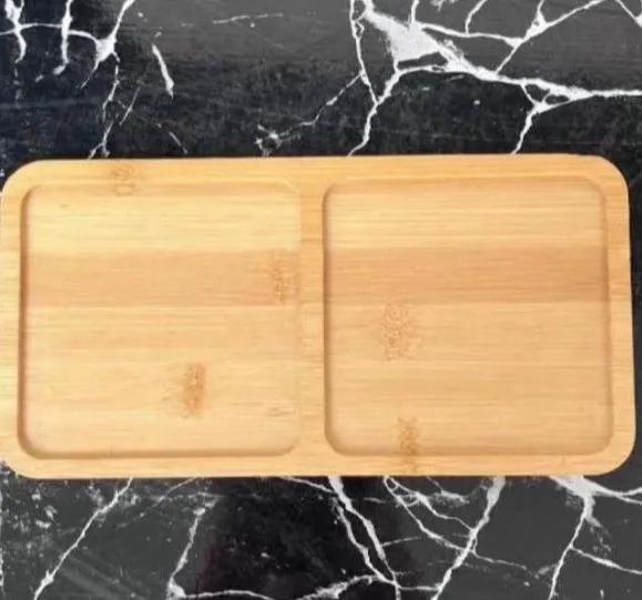 Bambu Yağlık Altlığı Kare 2 Bölmeli