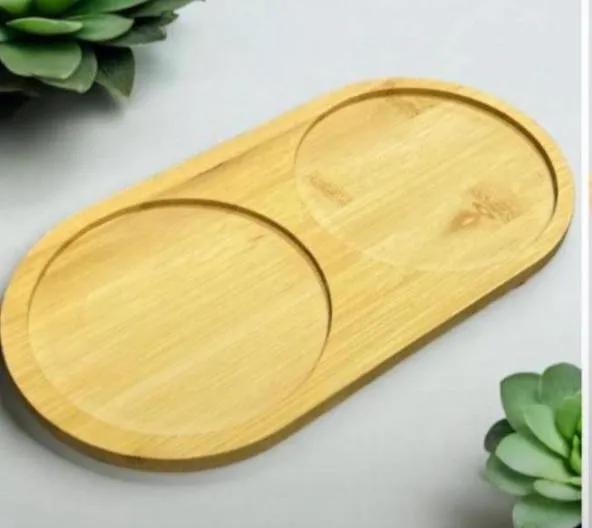 Bambu Yağlık Altlığı Oval 2 Bölmeli