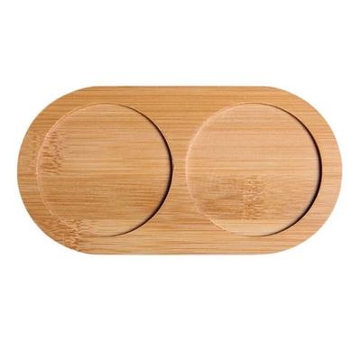 Bambu Yağlık Altlığı Oval 2 Bölmeli Küçük Boy