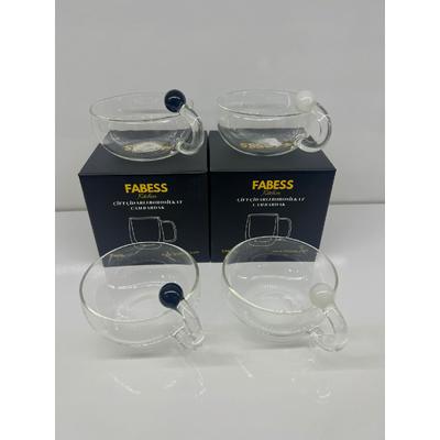 Beyaz Boncuk Kulplu Kahve & Çay Bardağı 250 Ml