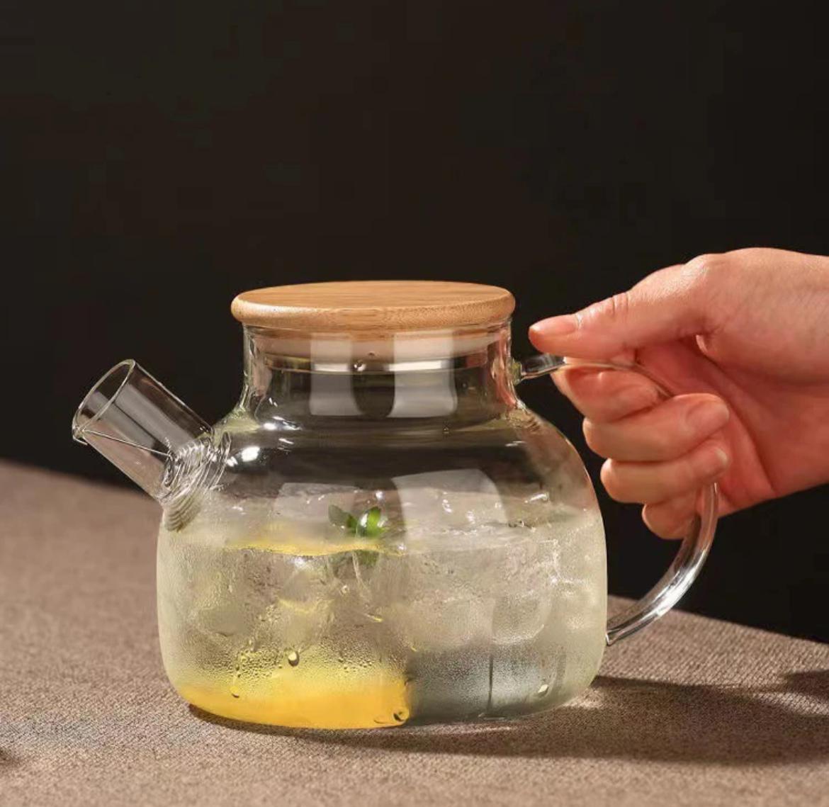 Borasilikat Bambu Kapaklı Çaydanlık