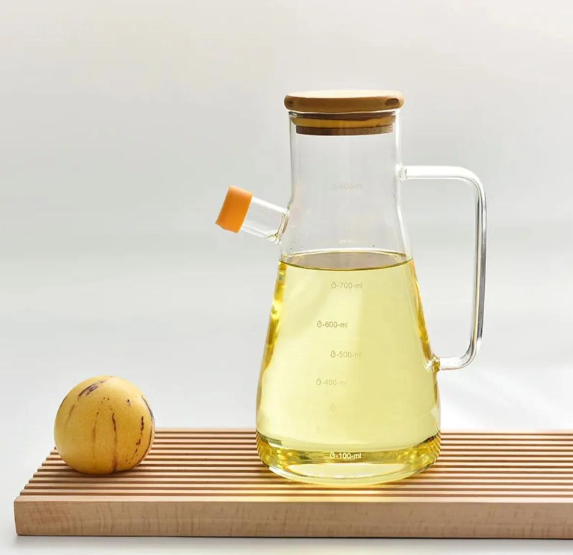 Borasilikat Bambu Kapaklı Yağlık 900 Ml