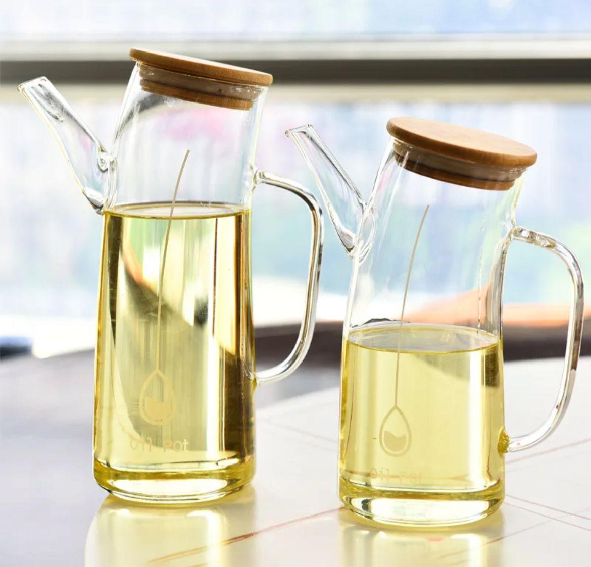 Borasilikat Bambu Kapaklı Yamuk Model Yağlık