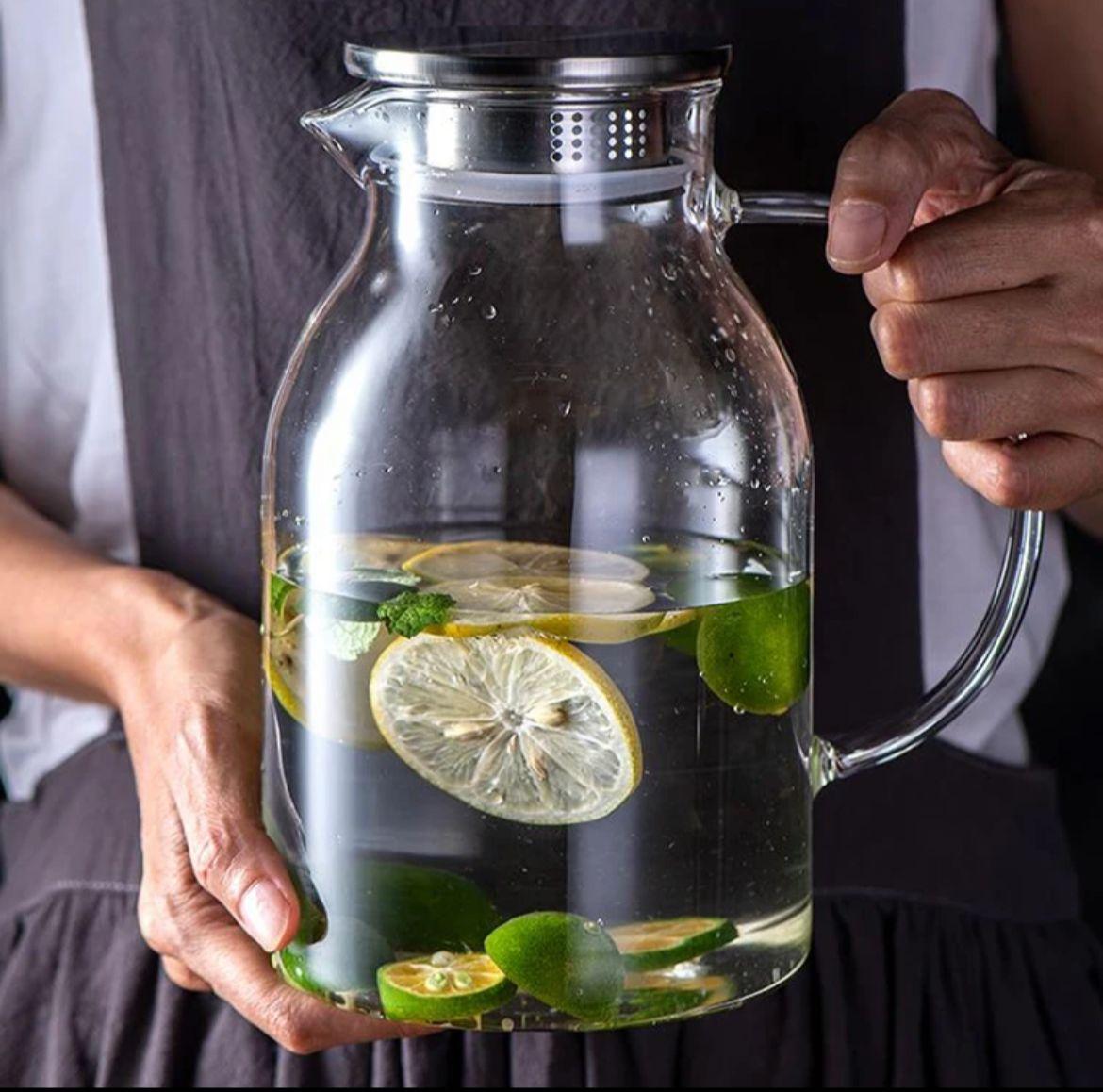 Borasilikat Cam Sürahi Metal Kapak 1500 Ml