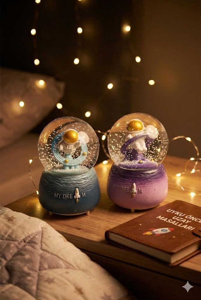 Dekoratif Astronot Figürlü Kar Küresi - Uzay Konseptli Hediye