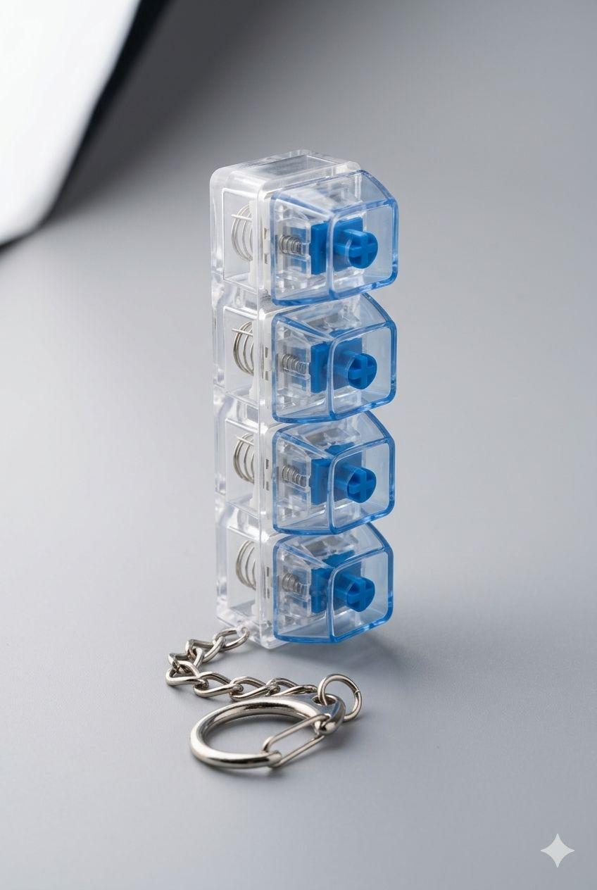 Fabess 4'lü Mekanik Klavye Tuşu Stres Anahtarlık - Işıklı & Sesli