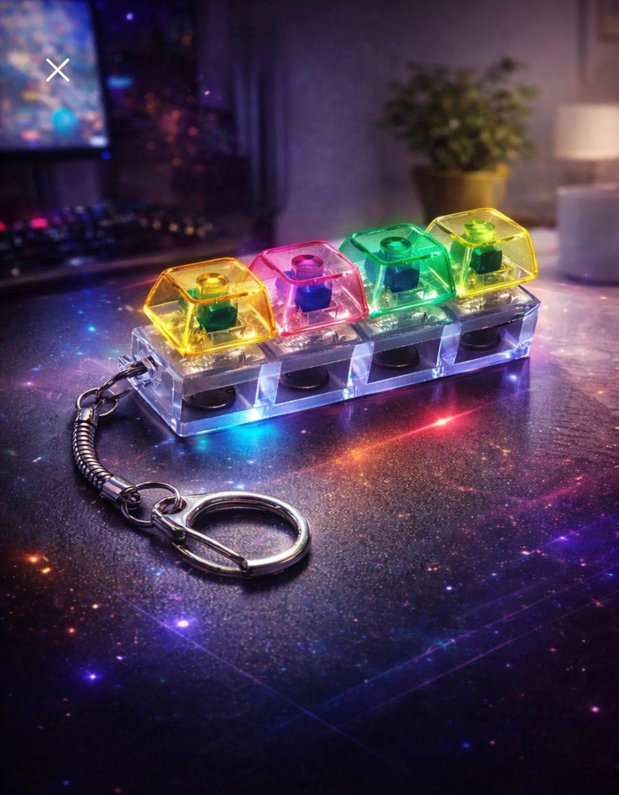 Fabess 4'lü Mekanik Klavye Tuşu Stres Anahtarlık - Işıklı & Sesli