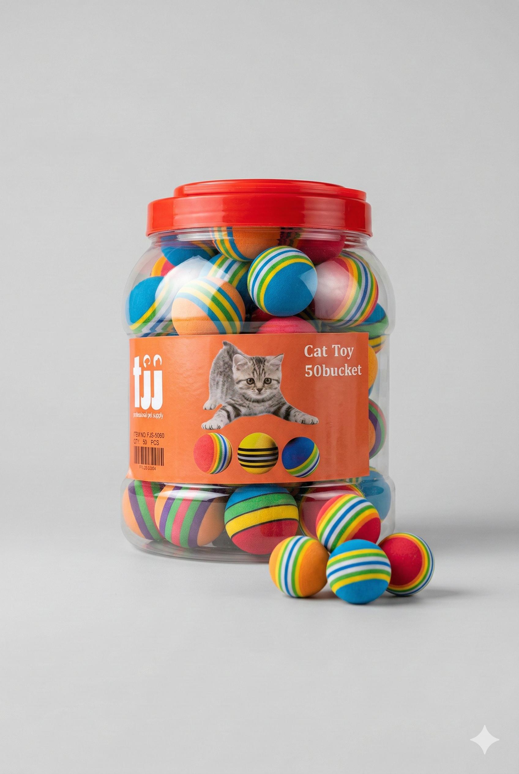 Fabess Rainbow Bounce – 50'li Kedi Oyun Topu Kovası