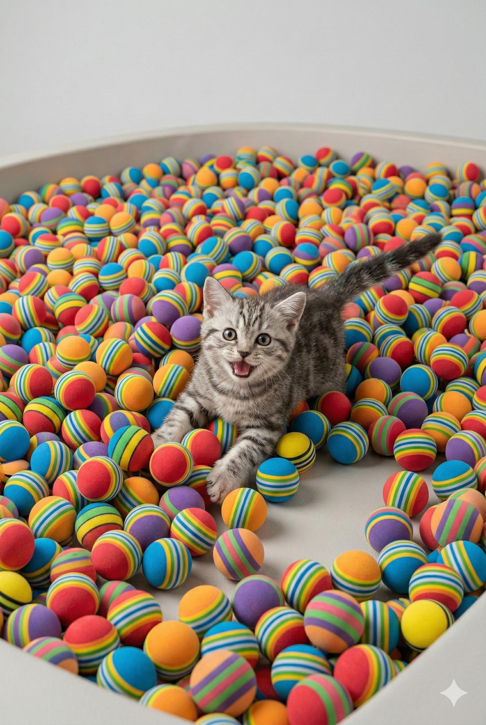 Fabess Rainbow Bounce – 50'li Kedi Oyun Topu Kovası