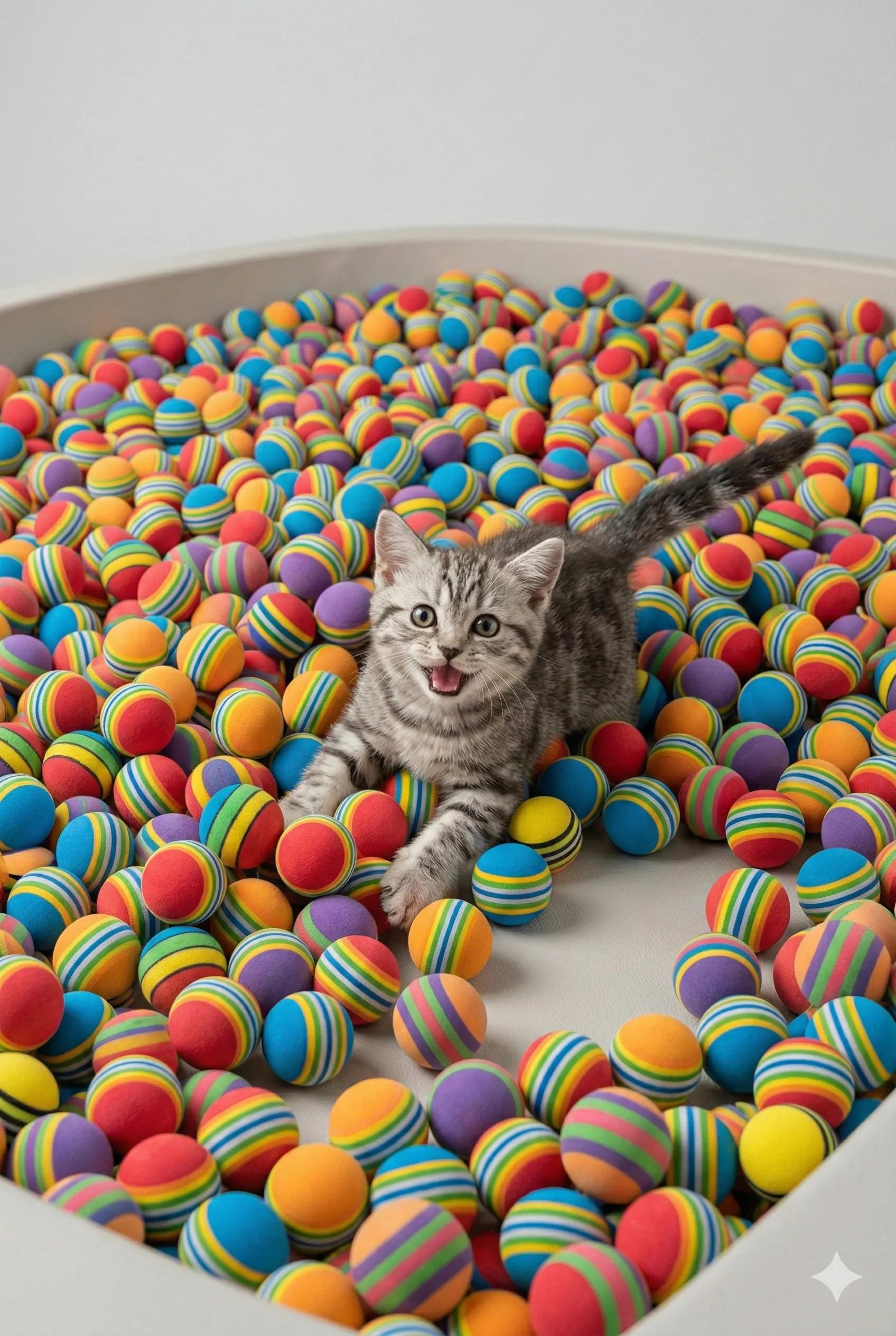 Fabess Rainbow Bounce – 50'li Kedi Oyun Topu Kovası