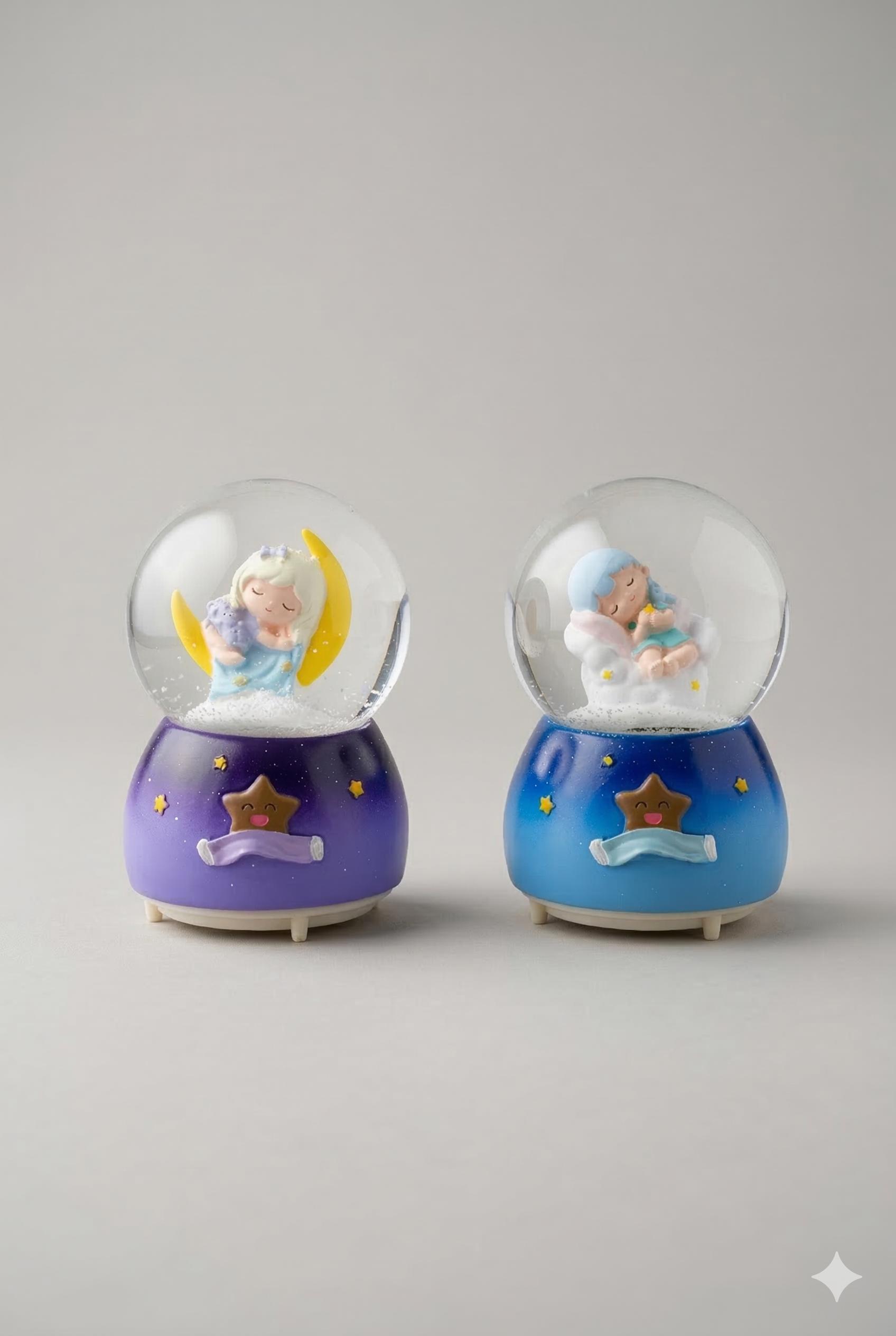 Gece Yıldızı Serisi Dekoratif Müzikli Kar Küresi