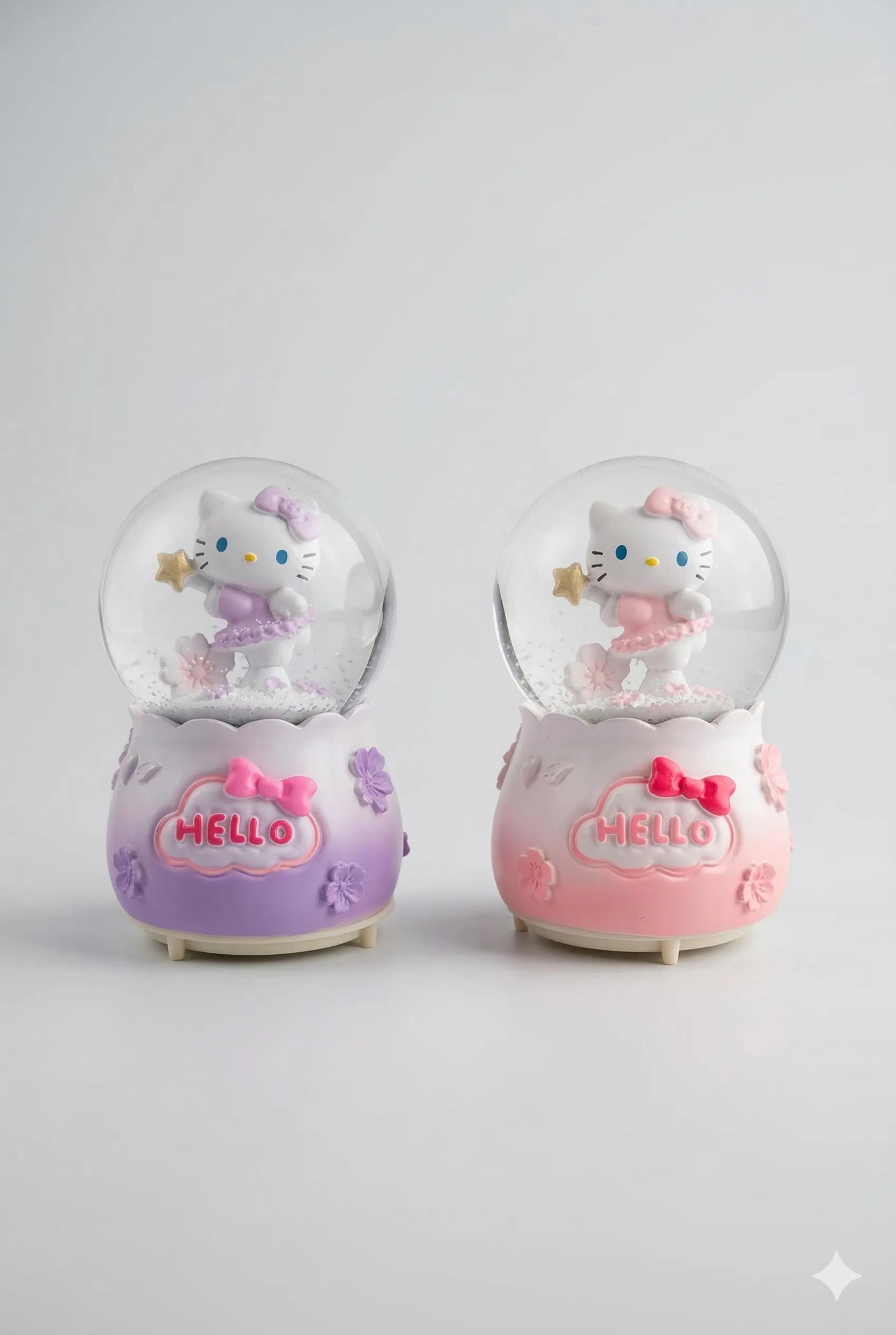 Hello Kitty Temalı Işıklı ve Müzikli Kar Küresi Seti