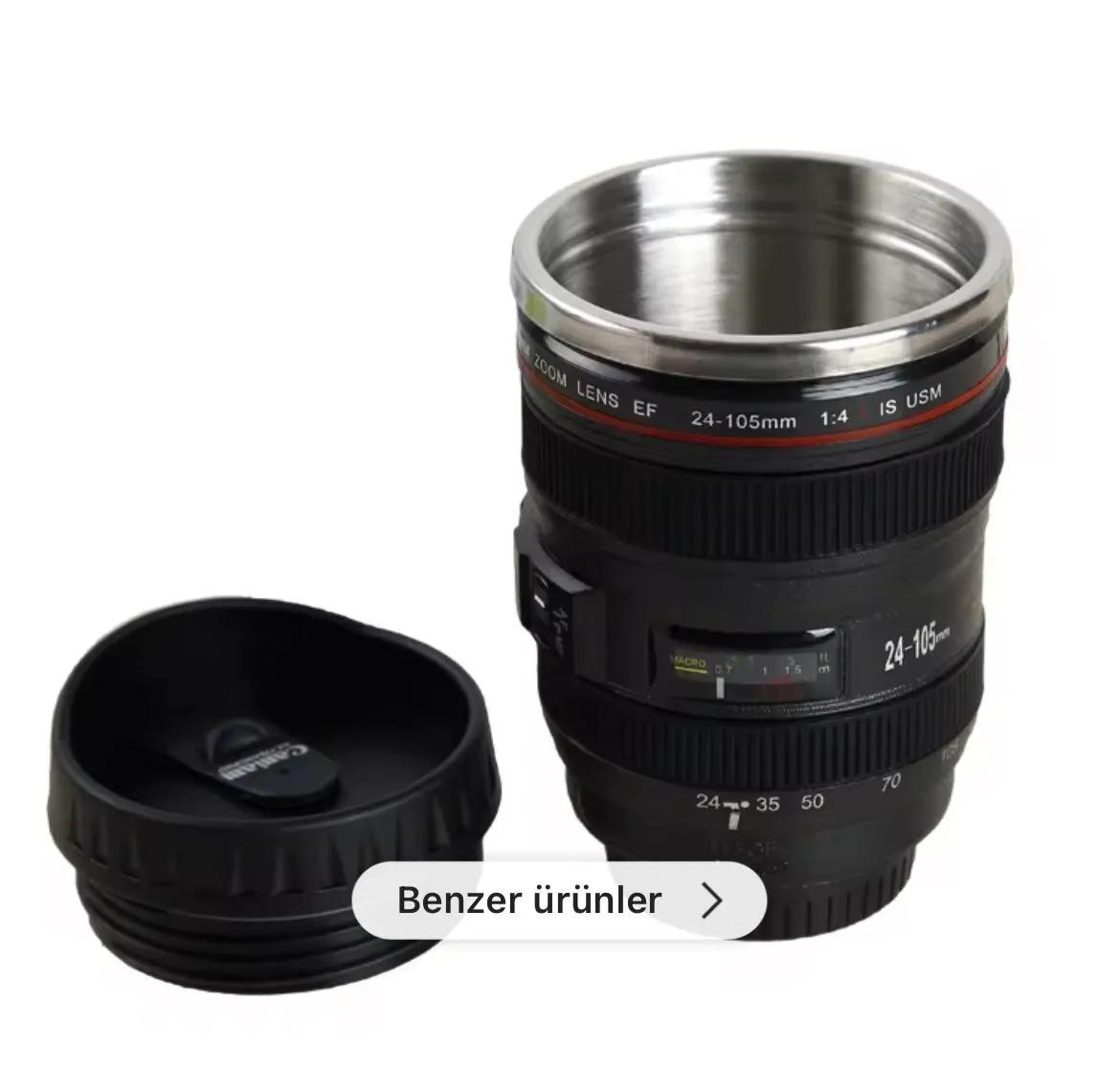 Kamera Lens Görünümlü Çelik Termos Kupa *60