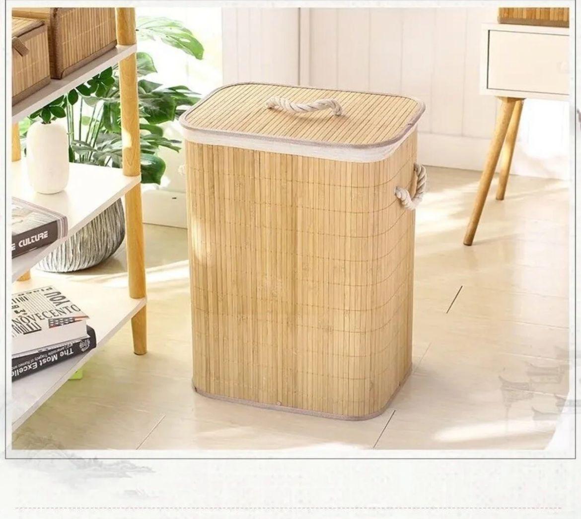 Katlanabilir Bambu Çamaşır Sepeti Kare 41x31x50 *15