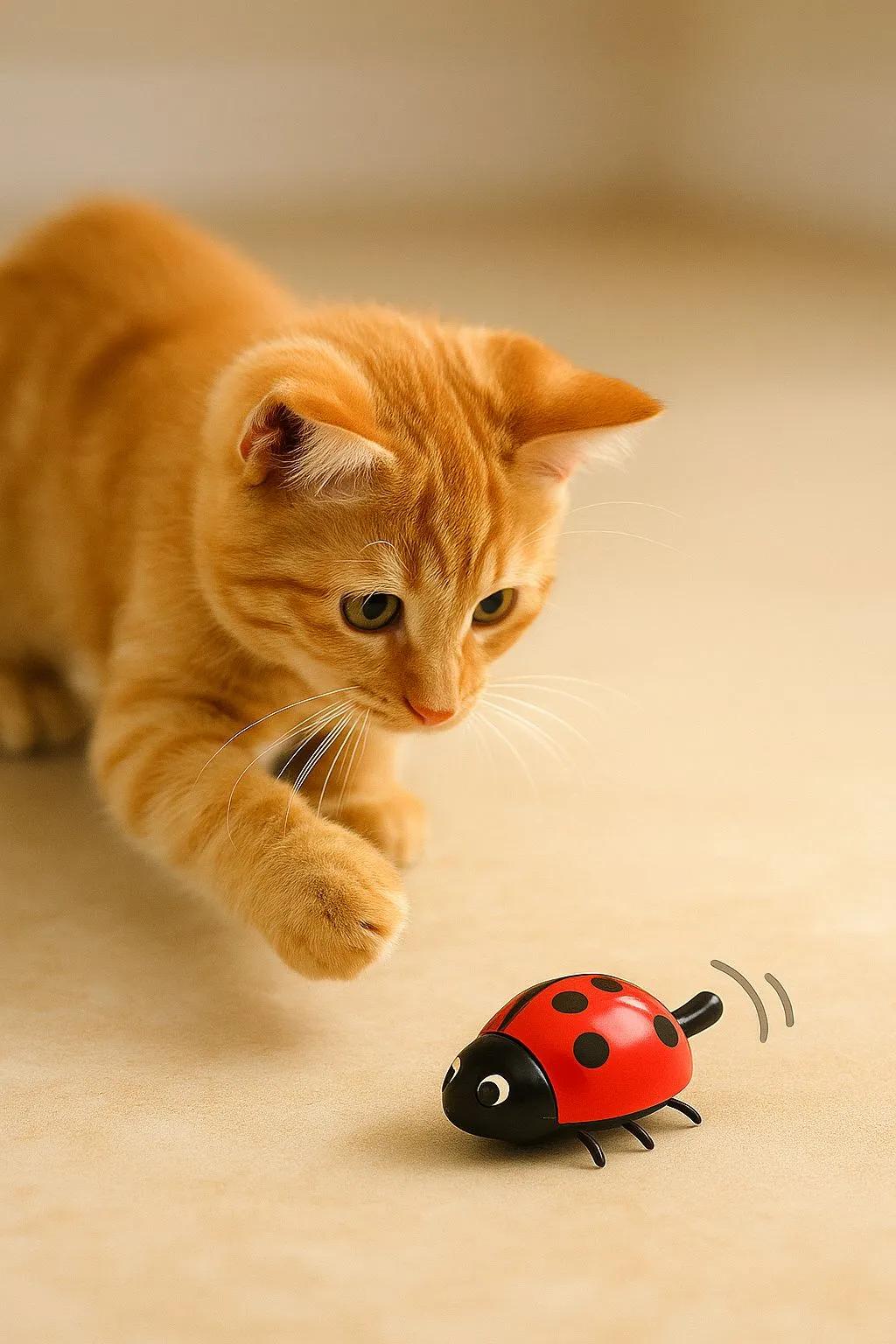 Kedi Oyuncağı Pilli Oynayan Böcek