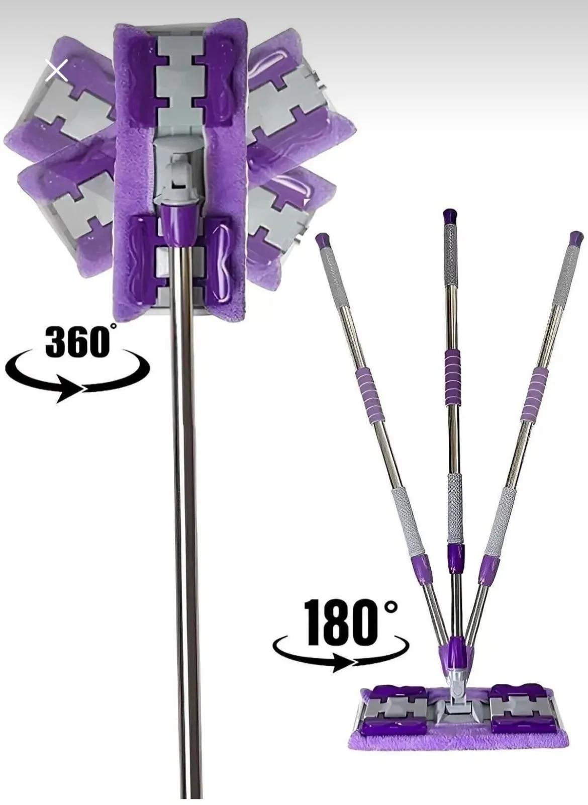 Mandallı Mor Mop Temizlik Mopu Yedek Bezli