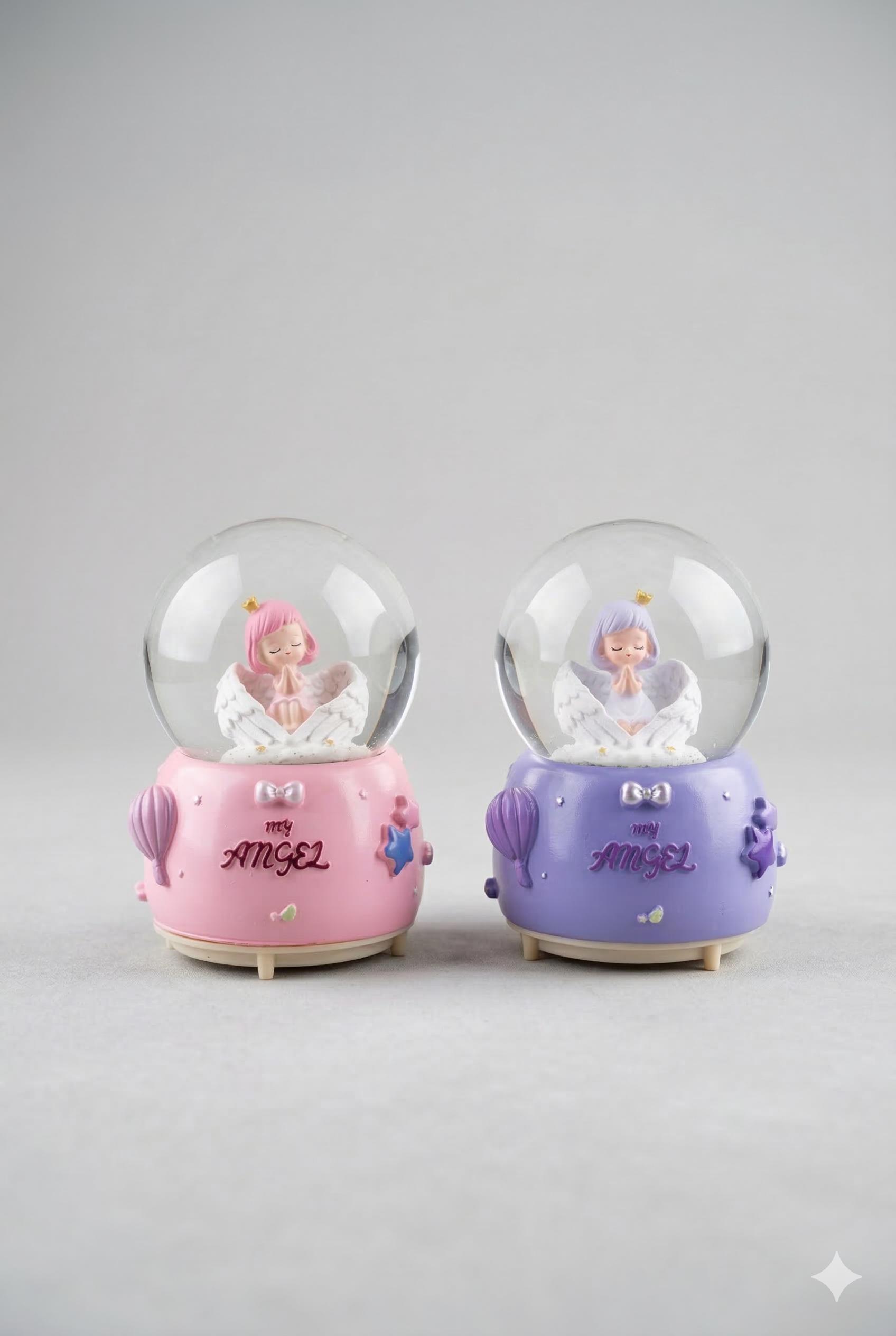 My Angel Serisi: Pembe & Mor Melek Figürlü Kar Küresi