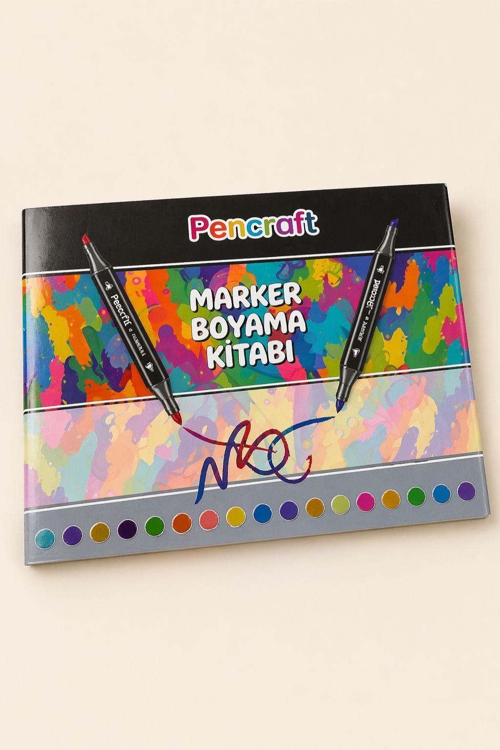 Pencraft Marker Boyama Kitabı – 24 Sayfa Özel Kalın Kağıtlı, Arkaya Geçirmez Tasarım