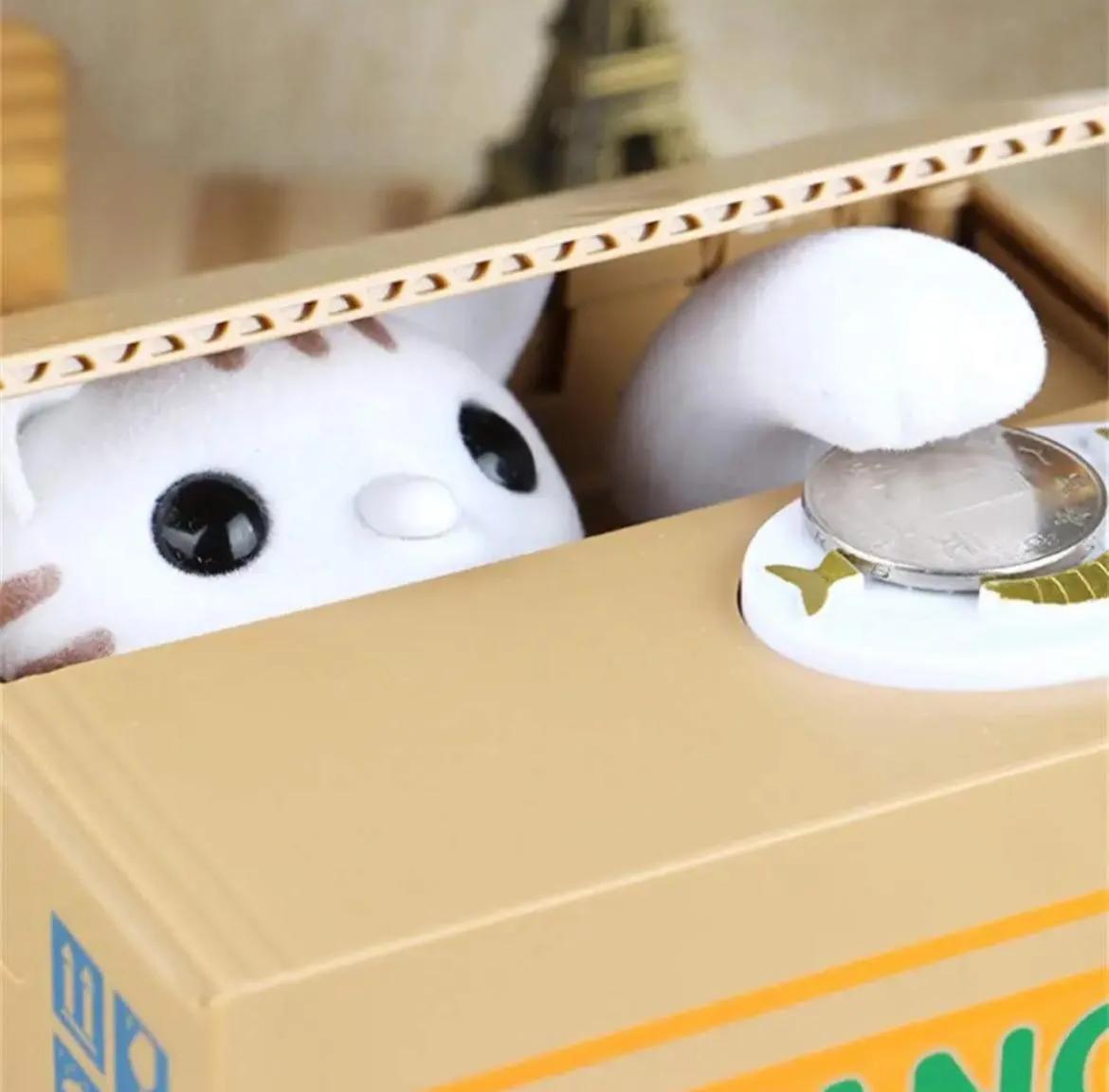 Plastik Hırsız Kedi Kumbara Pilli