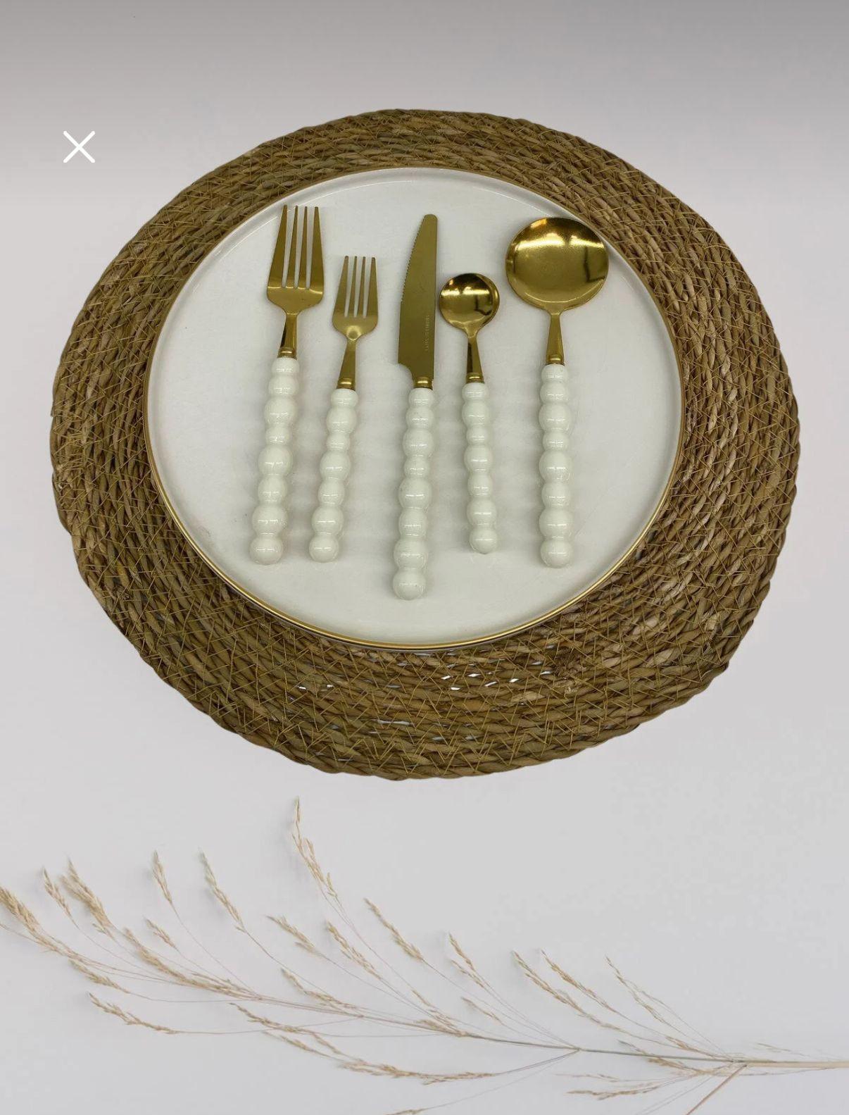 Plastik Saplı Boncuk Gold Tatlı Çatal 6 lı*100