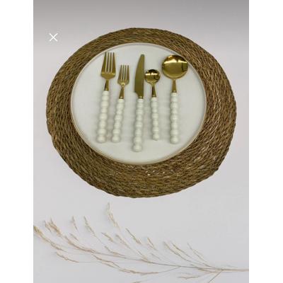 Plastik Saplı Boncuk Gold Yemek Çatal 6 lı*100