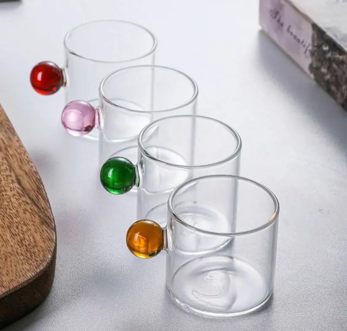 Renkli Boncuk Kulplu Kahve Yanı Bardağı 6 Lı Set 100 Ml