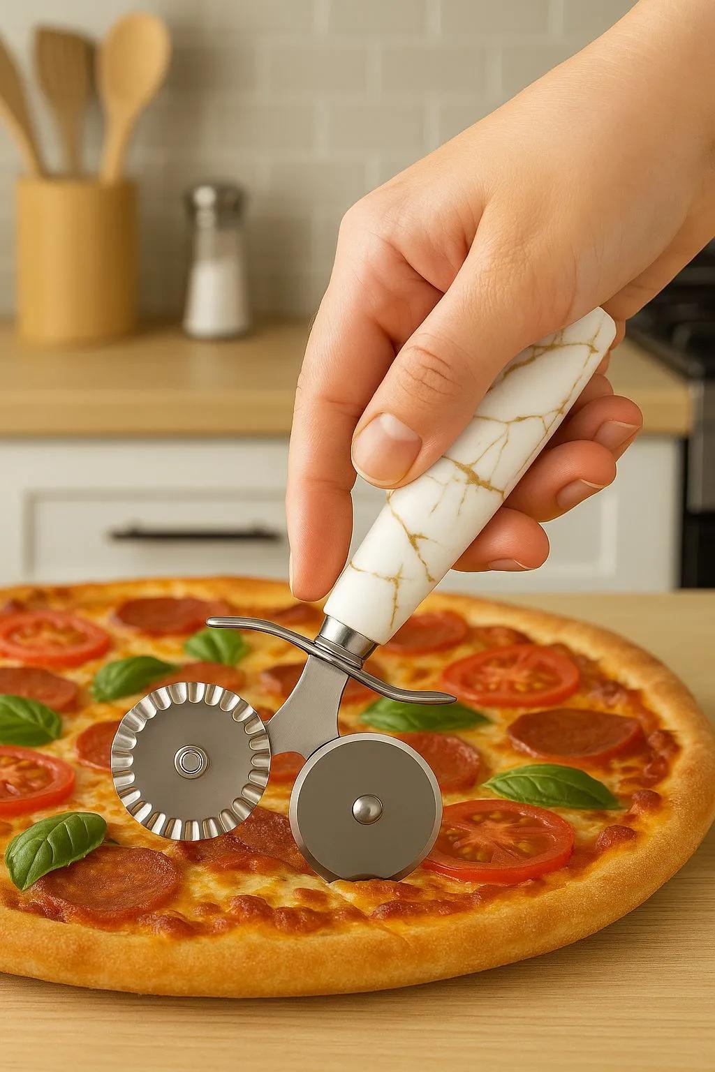 Seramik Saplı Çift Bıçaklı Pizza Kesme *240