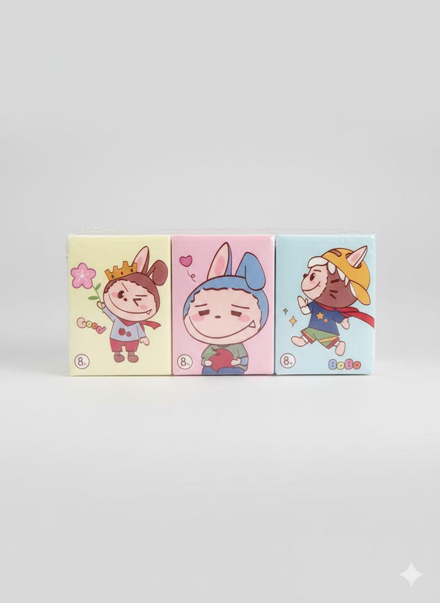 Sevimli Karakterli Çocuk ve Yetişkin Cep Mendili Selpak- 9'lu Paket