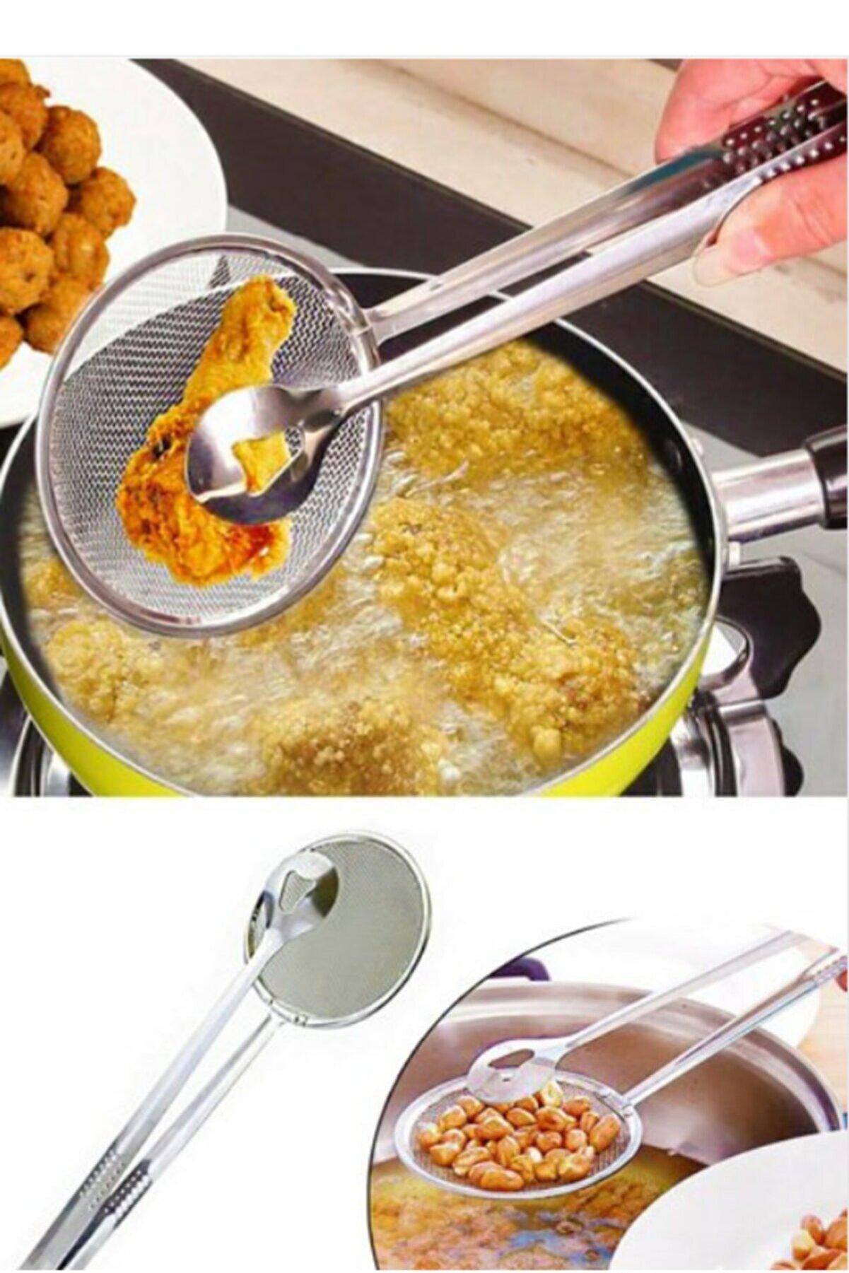 Süzgeçli Kızartma Ve Haşlama Maşası Çelik Kevgir