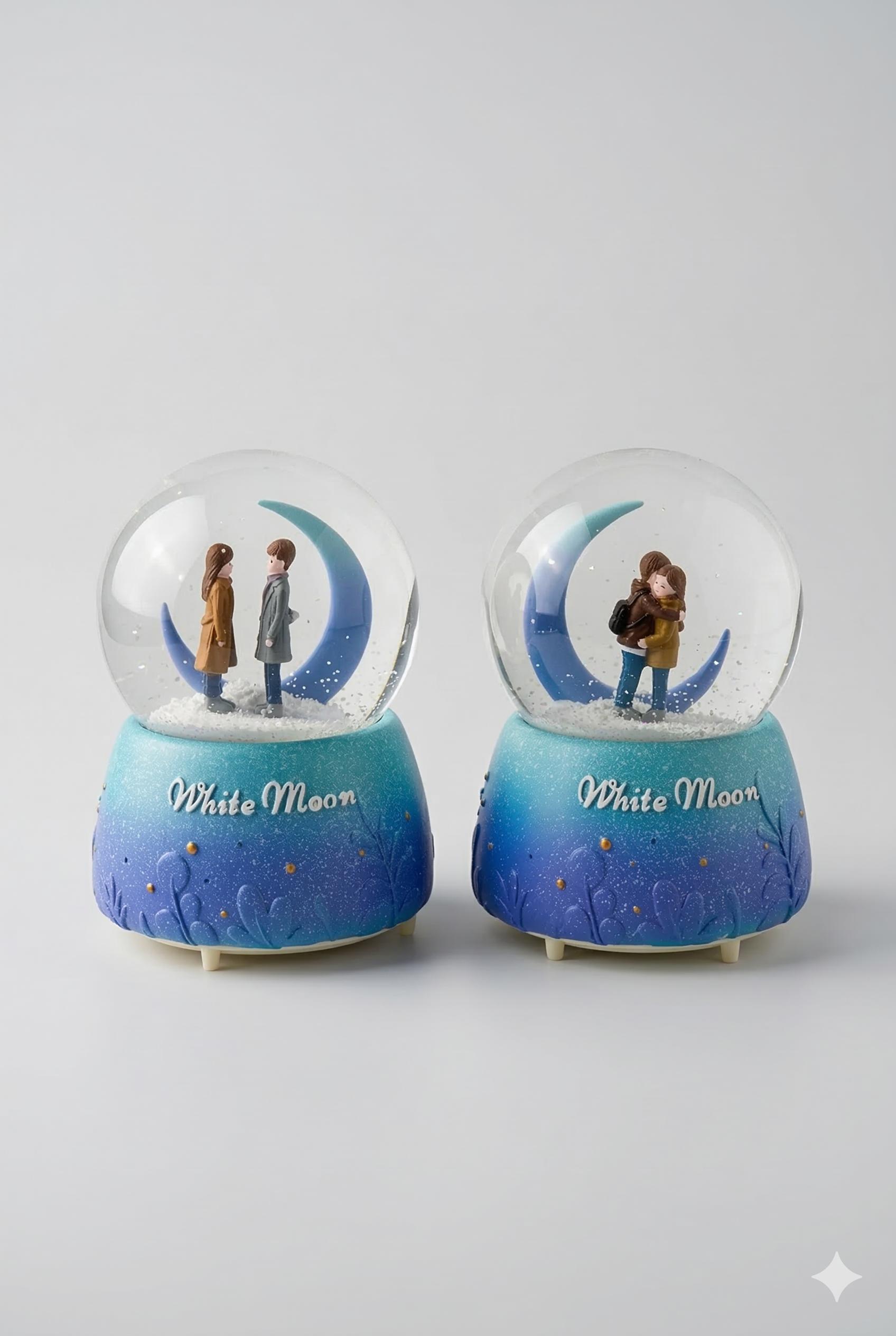 White Moon Romantik Kar Küresi ve Müzik Kutusu