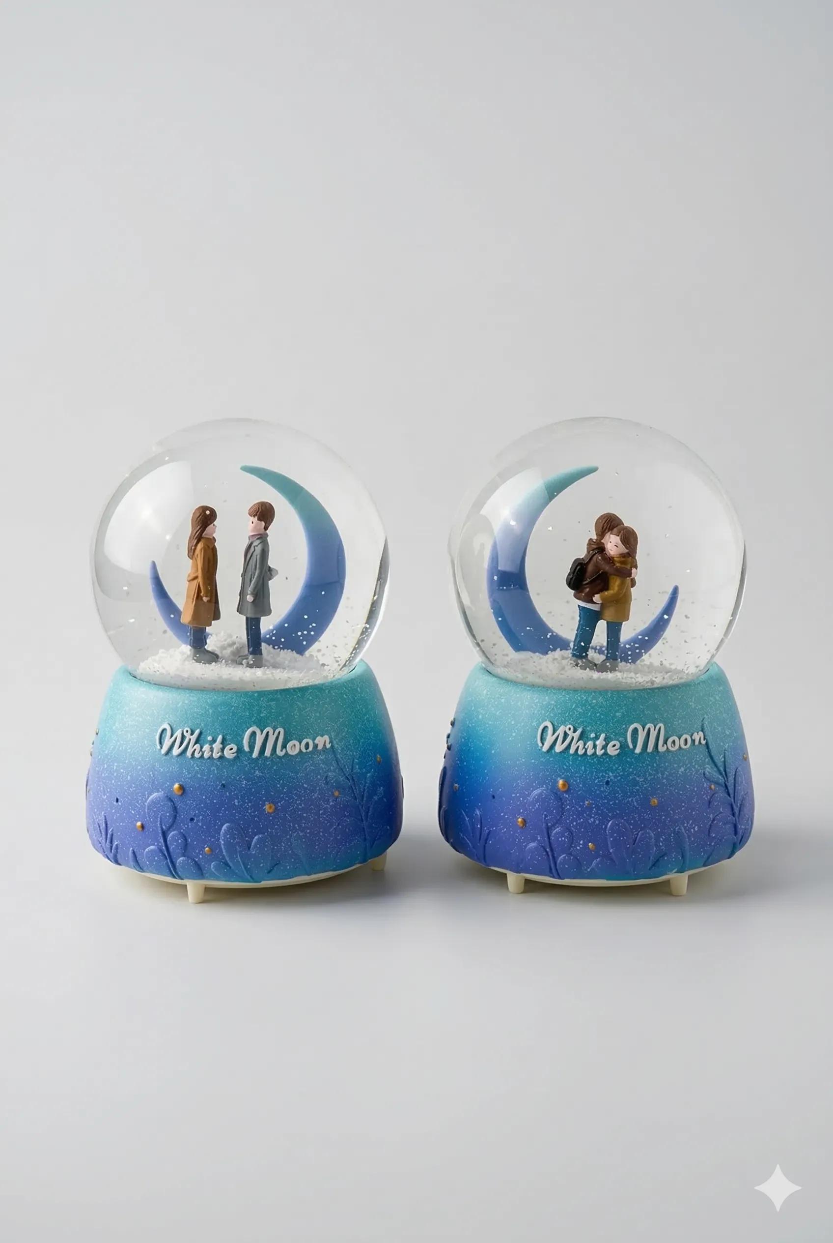 White Moon Romantik Kar Küresi ve Müzik Kutusu