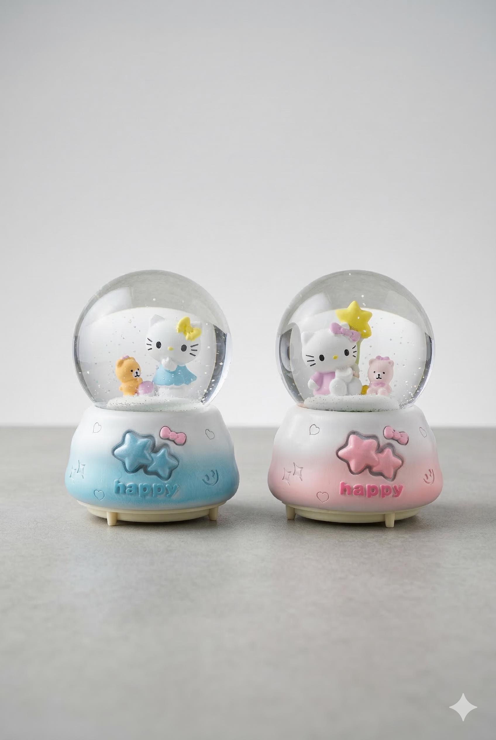 Yıldız Figürlü Hello Kitty Dekoratif Büyük Boy Kar Küresi