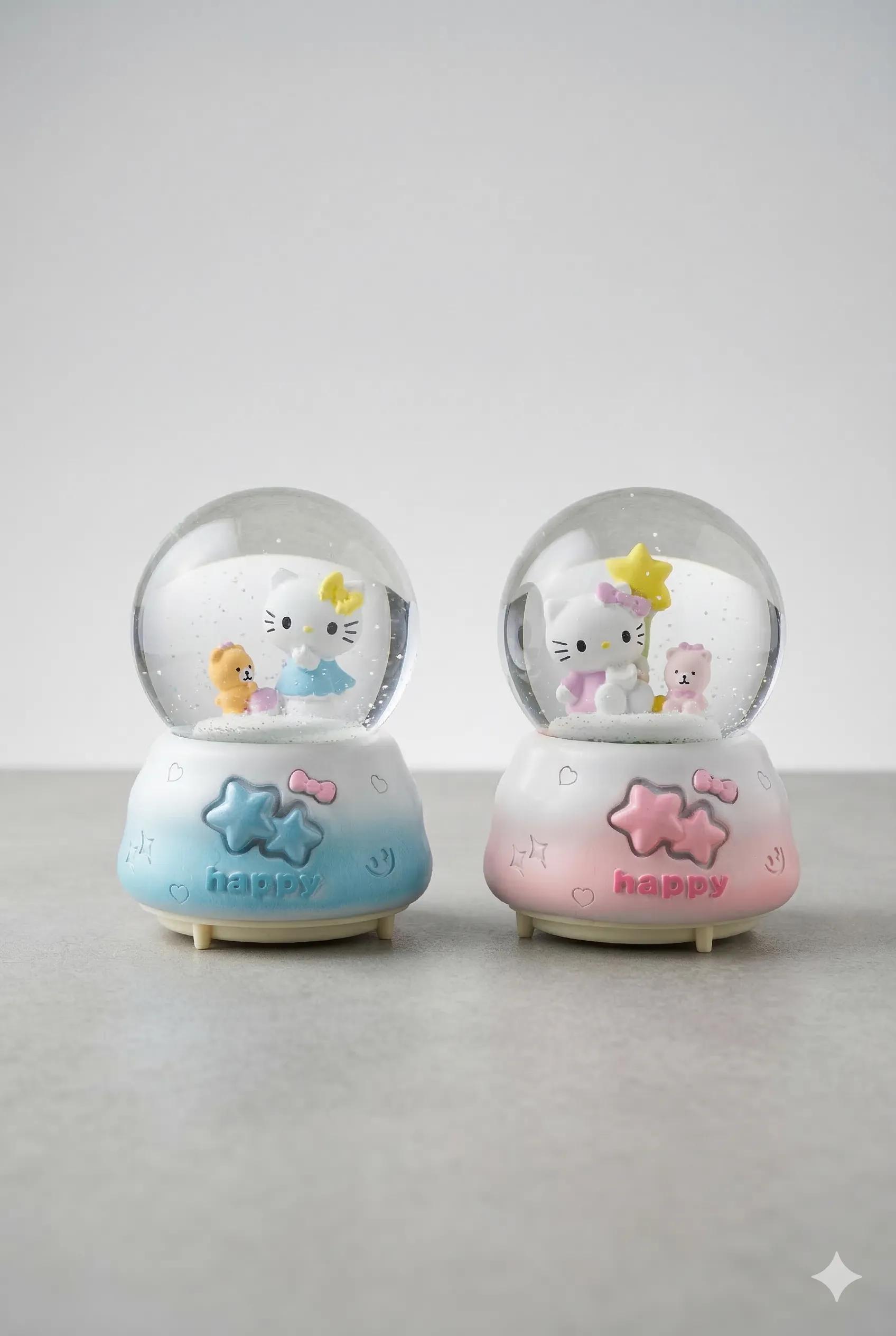 Yıldız Figürlü Hello Kitty Dekoratif Büyük Boy Kar Küresi