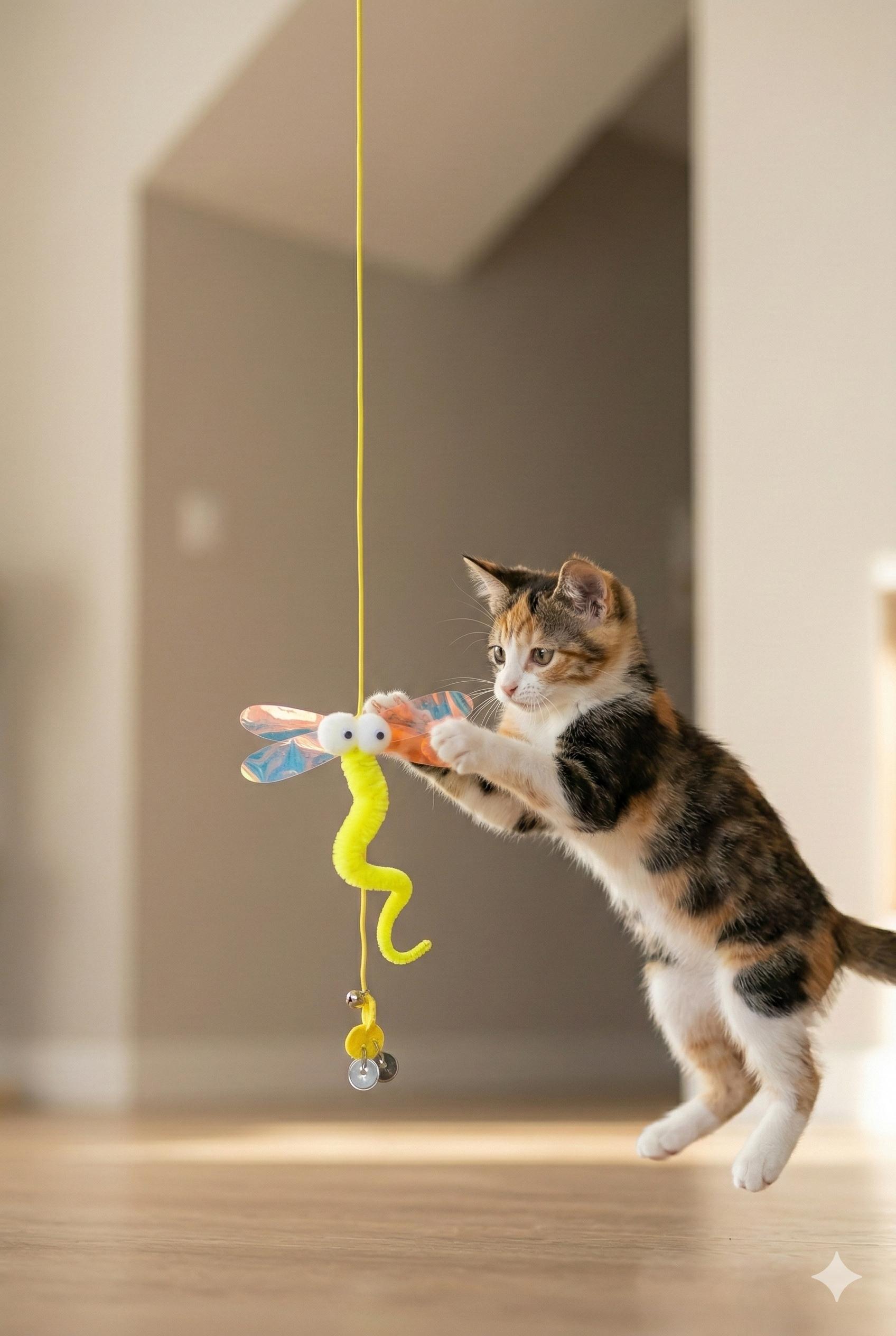 Yusufçuk Kanatlı Elastik Kedi Oltası - Tırtıl Serisi