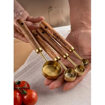 4 Lü Ölçü Kaşığı Bambu Saplı Küçük *48