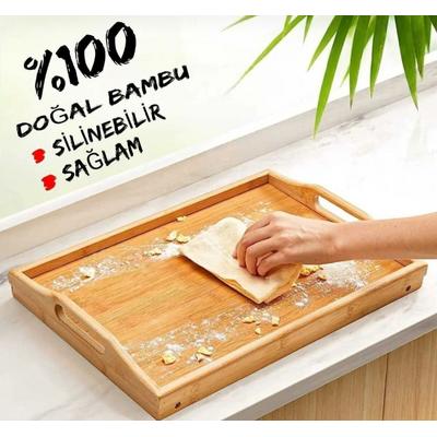 Bambu Kulplu Tepsi 38x26 *14